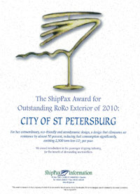 City of St. Petersburg, ShipPax Award Diploma