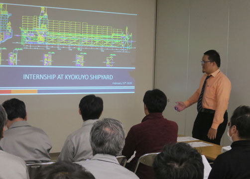 Zam-san at the Presentation - Kyokuyo Shipyard